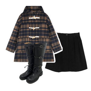 스커트,코트,부츠 코디
