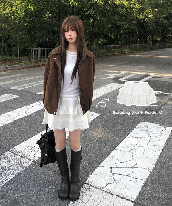 Ronya Cotton Frill Ribbon Banding Skirt