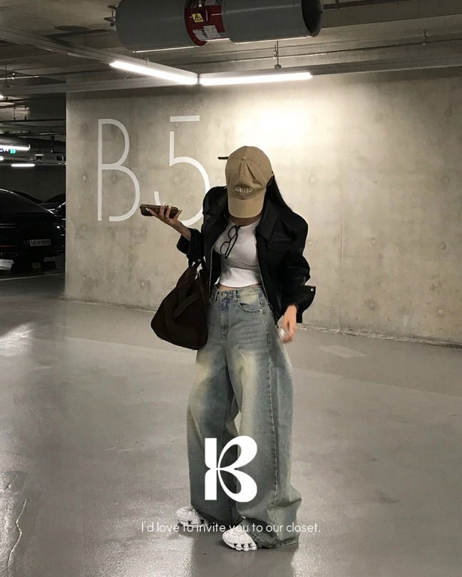 매니 빈티지 와이드 데님 팬츠