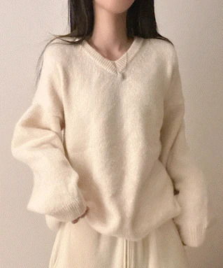 여리 베이직 메리노 울 브이넥 니트 9color