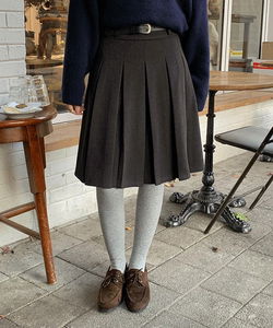 Bonnets Wool Pleated Midi Skirt and Belt Set - 2 Colors