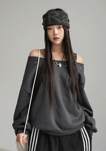 Kenty Eyelet Off-Shoulder Sweatshirt