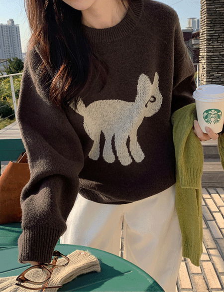 마이캣 자가드 루즈핏 니트 85214