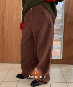 Dayup Balloon Fit Wide Cotton Pants Winter Long Pants 4 Color Fleece-lined Pants/ Fleece-lined Pants