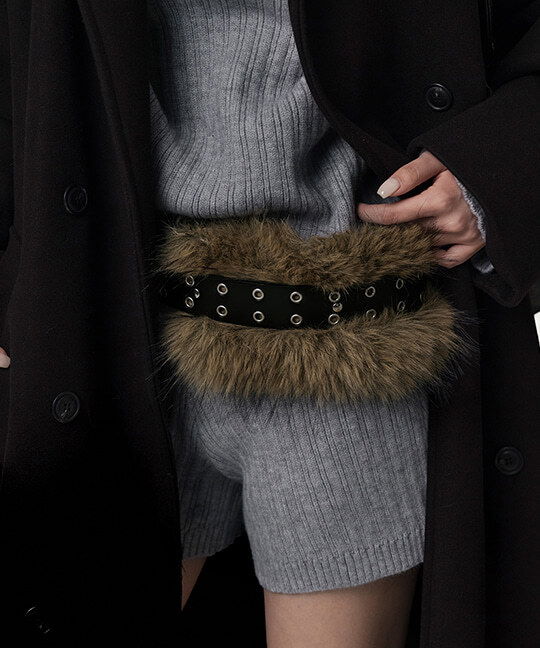 ノラティ ダブルアイレットファーレザーベルト