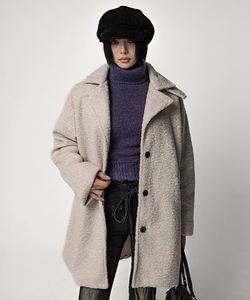 The Bat Boucle Button High-Neck Collar Half Coat