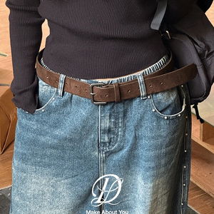 빅사이즈 S-5XL 솔리딘 무광 스퀘어 버클 스웨이드 벨트