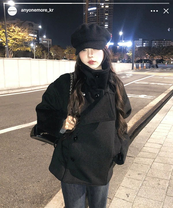 알렌 미들 하프 벨트 더블 코트