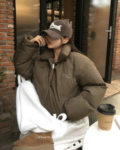 羅尼連帽拼接短版羽絨外套