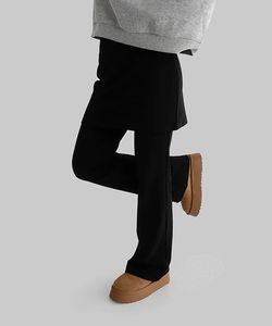 Fleece-lined fleece layered Flared pants