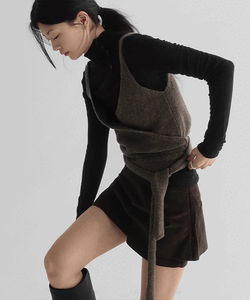 Maribel Wool Knitwear Layered Wrap Bustier