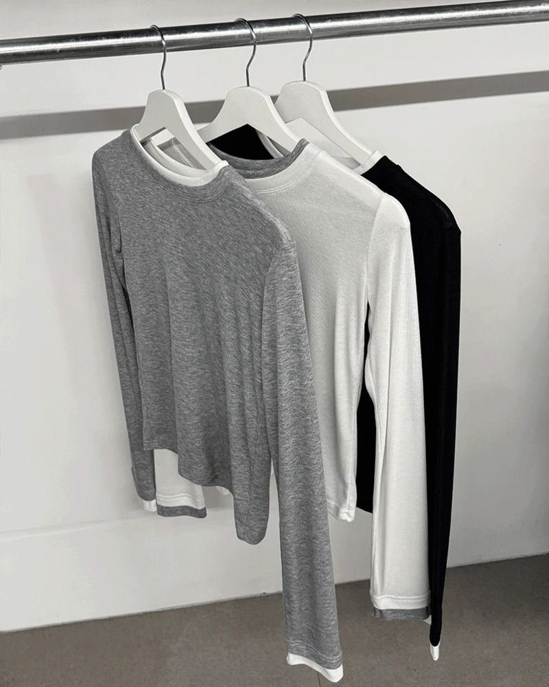 Easy Layer Point Long Sleeve *Can be shipped the same day as the melange 长袖上衣