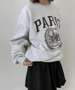 헤즈너 프린트 양기모 오버핏 맨투맨