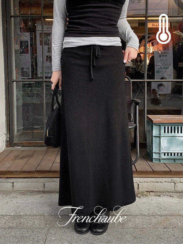 ピーチローライズ裏起毛マキシロングスカート