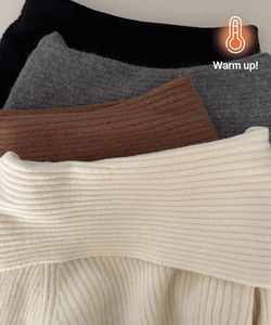 Time Basic Fit Loose-fit Folding Off-Shoulder Knitwear 4 Colors Ribbed Knit/Year-End Look/Winter Date Look