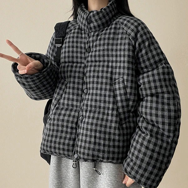 유밍 체크패딩점퍼 (2color) H&L