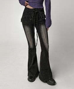 Layered Wrap Flared Bootcut Washed Faded Pants