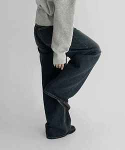 Bicorn Fleece-lined wide denim pants