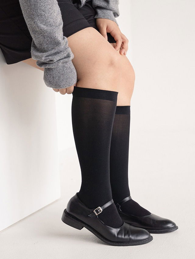 로마니 빅사이즈 쫀쫀 스판 미디 반 스타킹