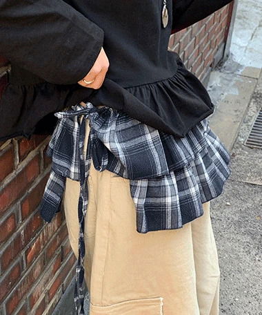 Peachy Check Frill Cancan Mini Layered Skirt