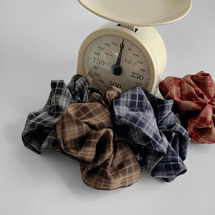 チェックボリューム2ビッグスクランチゴムバンド