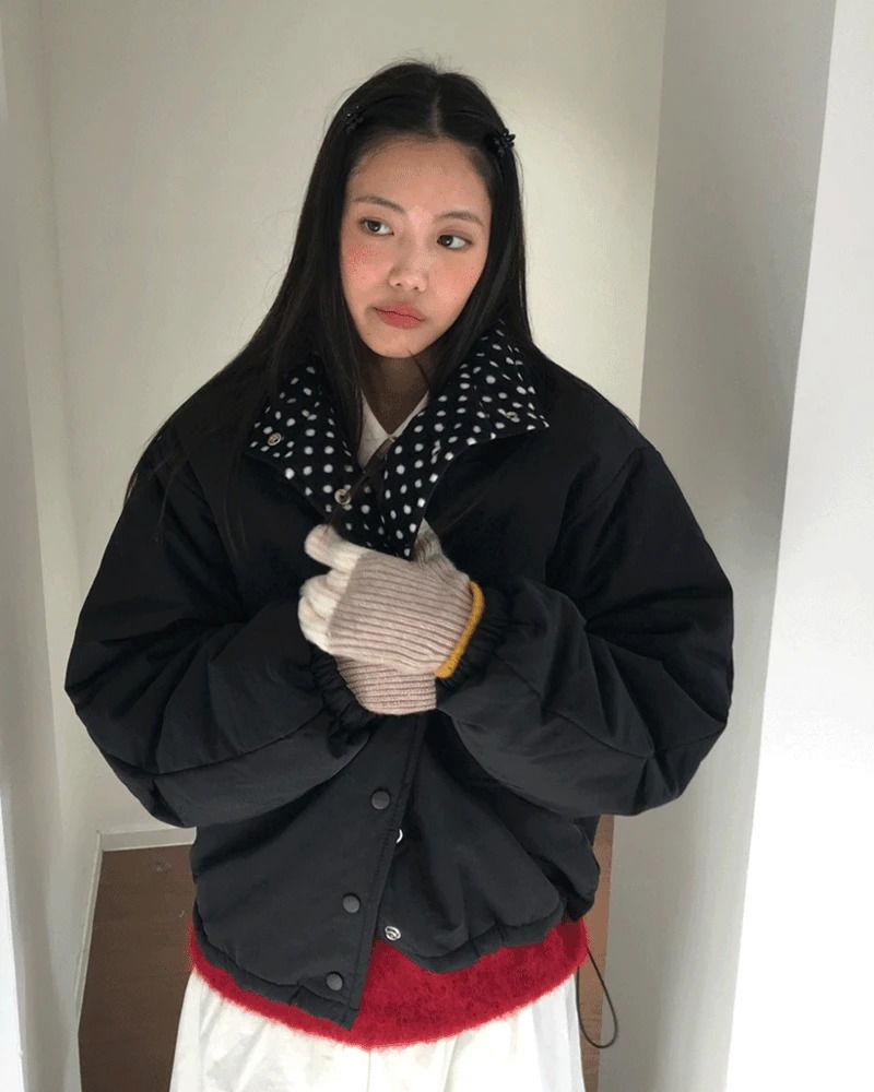 코코 도트 패딩 야상 (2color) (인기상품 배송지연)