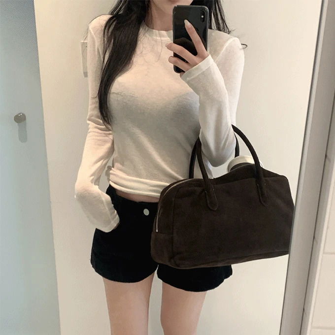 微透網眼圓領長袖T恤