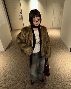 Mixed fake short fur jacket