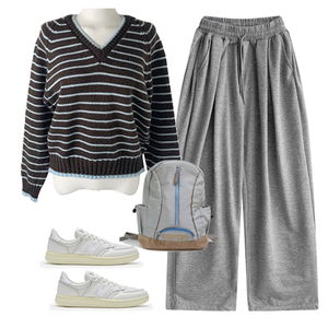長褲,針織衫,球鞋/布鞋 코디