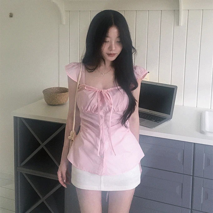 이스엘 셔링 리본 블라우스 -3 color