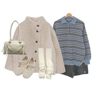 반바지,니트,코트 코디