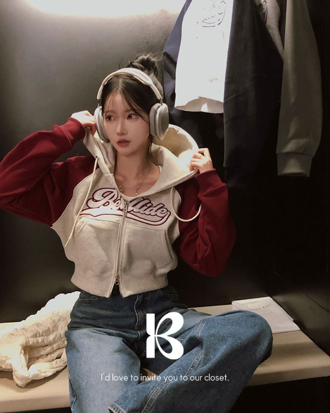 Post Nagrang Crop Sheepskin Hooded Zip-up