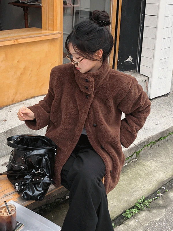 テディハイネックフリースコートジャケット