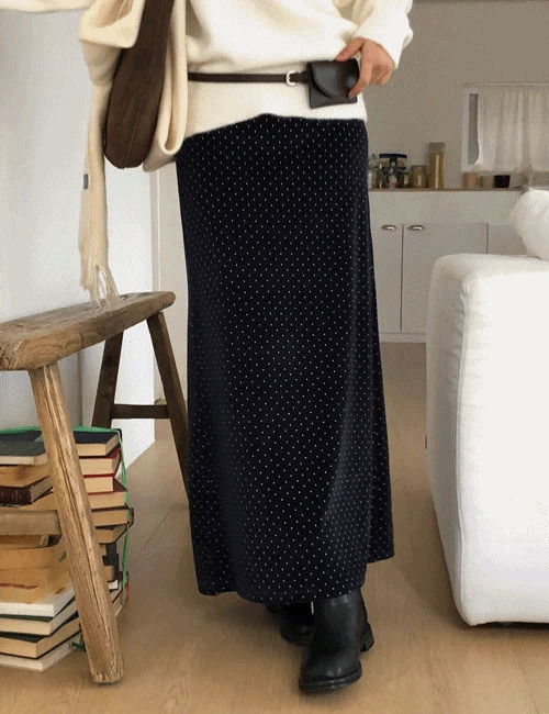 Dotted velvet maxi long skirt 裙子