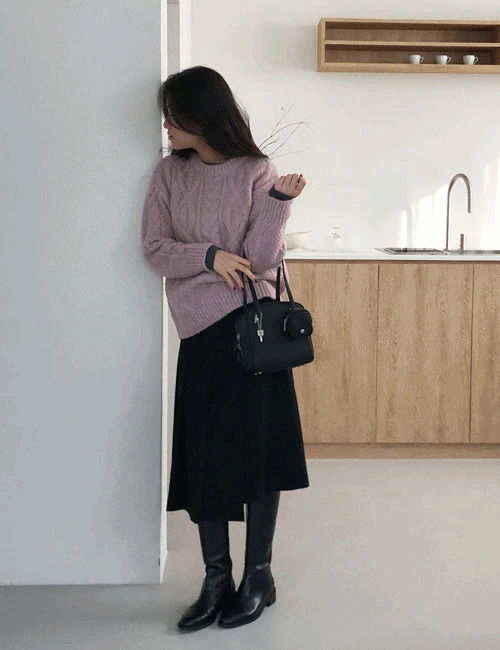 Wool ribbon wrap skirt