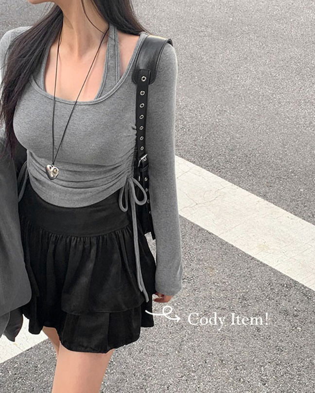 荷葉蛋糕層疊及膝裙