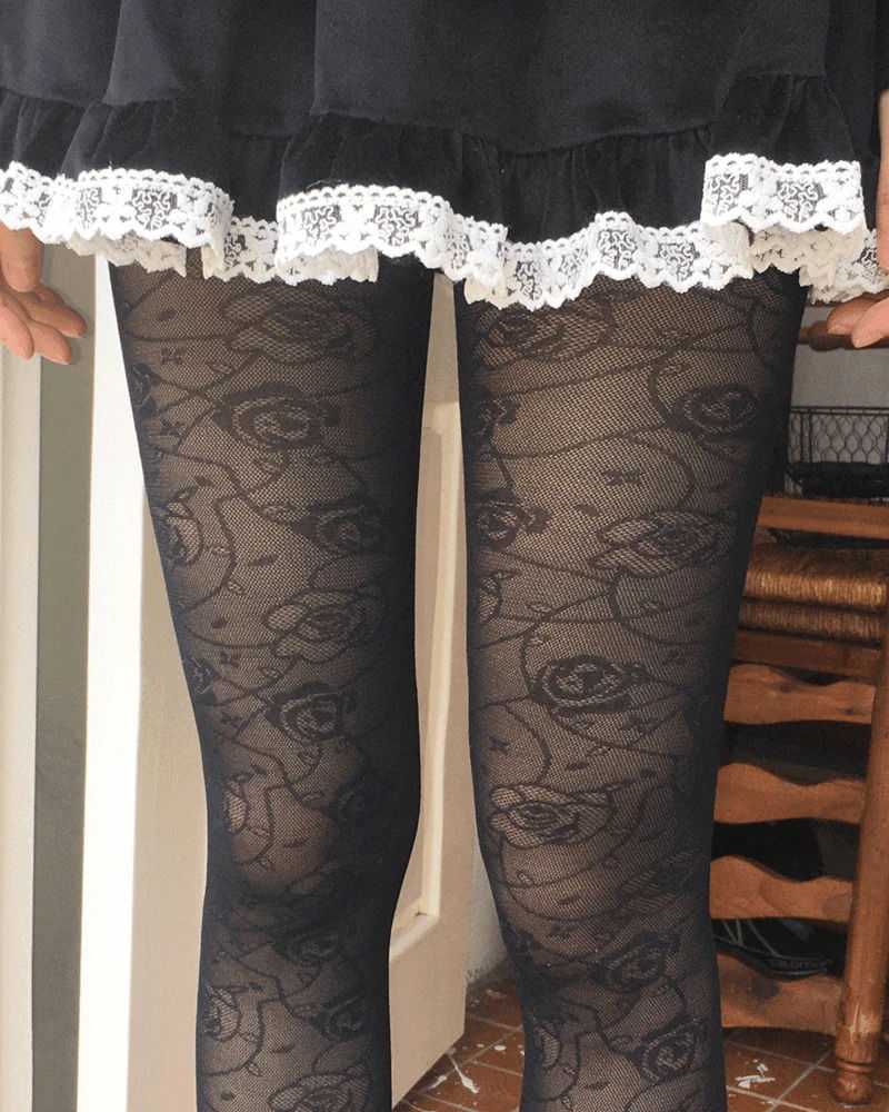 파즈 로즈 꽃 시스루 팬티 스타킹