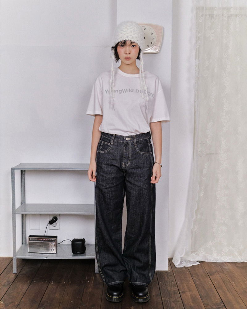 Non-fade needle wide denim