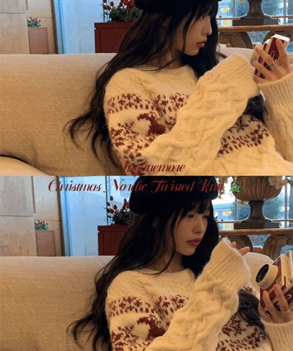 聖誕北歐風麻花紋針織衫 3色