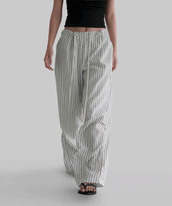 Tibolin pintuck stripe cotton wide pants