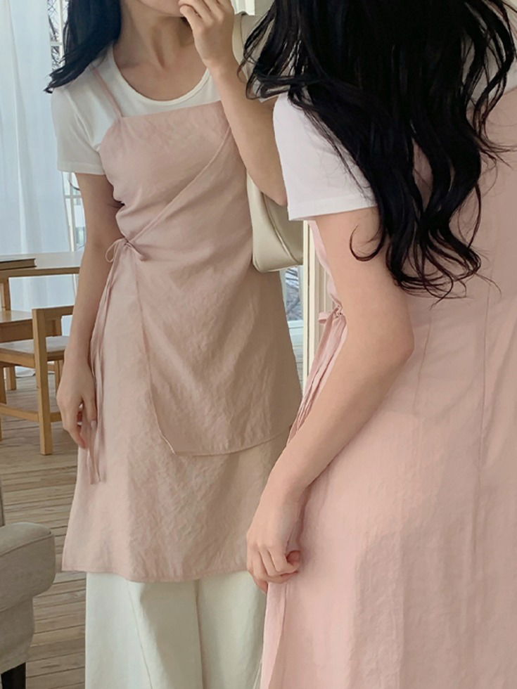 韻律感露背交疊中長版洋裝