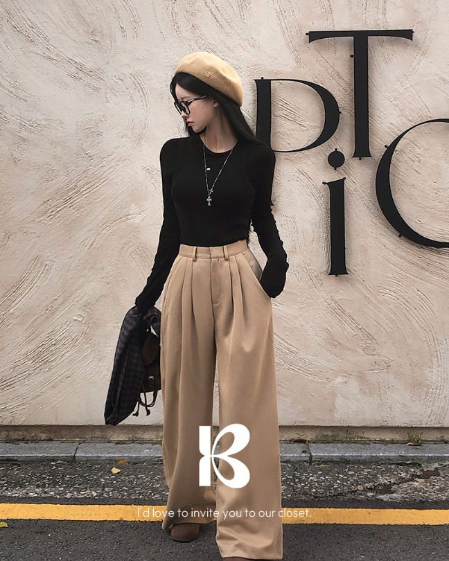 柯塔冬季雙摺皺寬褲 (內刷毛款)