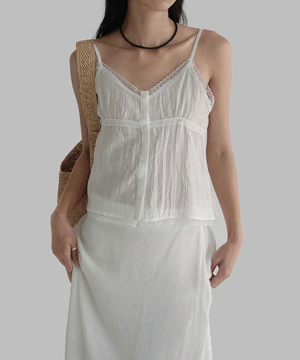 Merity Lace Button Sleeveless Blouse