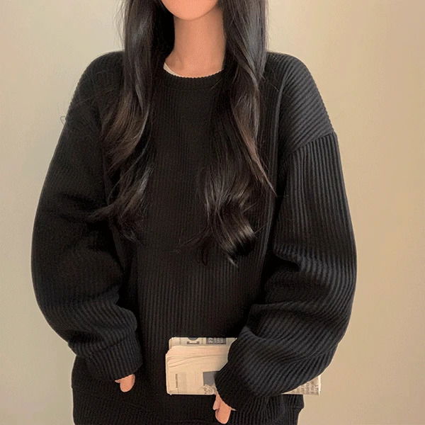 Unisex Ribbed Knitwear Sweatshirt 长袖上衣