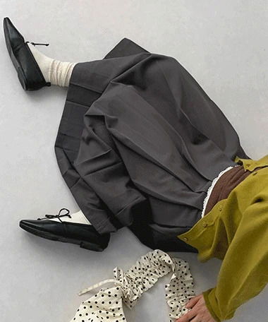 法瑪蕾絲褶皺中長版半身裙