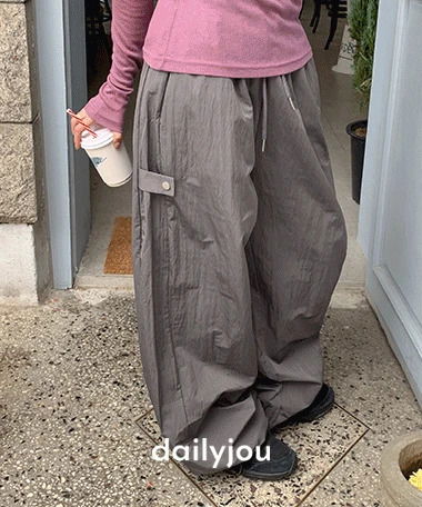 尼龍紐帶寬鬆束帶褲- 4 色