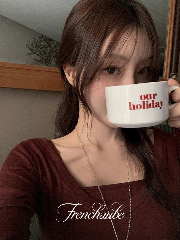 簡約疊層方領長袖套裝T恤