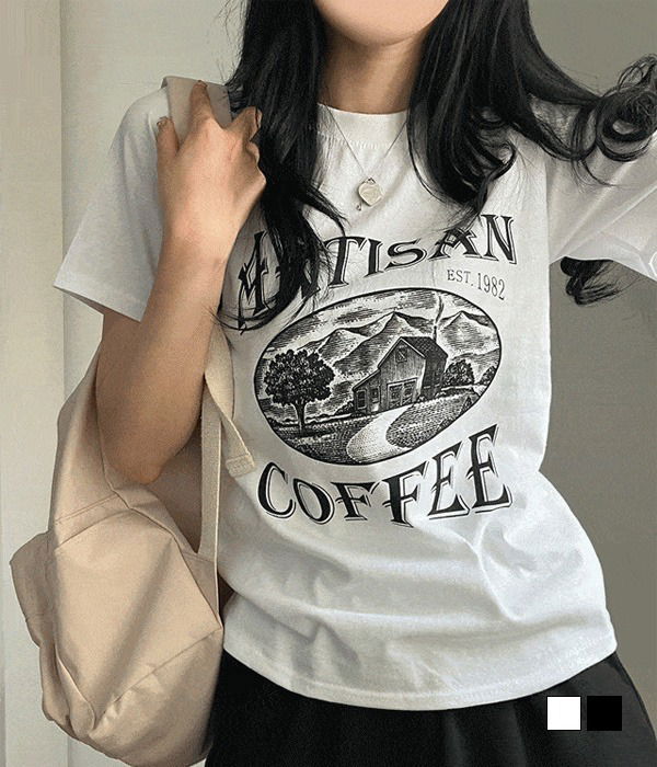 아티산 빈티지 프린팅 반팔 티셔츠
