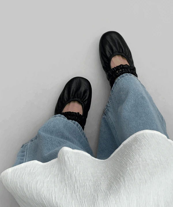 絲帶蝴蝶結繫帶皮革平底鞋