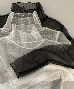 ドットリングエッジフリルドットシースルー長袖Tシャツ 3カラー レイヤードルック/年末ルック